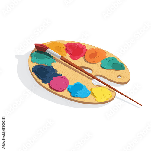 Flat-design 2D vector artwork of a Painters Palette, styled as an icon and isolated against white background