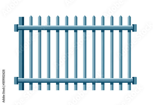 A simple, symmetrical illustration of a light blue picket fence against a plain white background