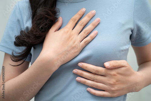 Wallpaper Mural Asian woman self touching check lump or Breast cancer, Breast Self Exam. Torontodigital.ca
