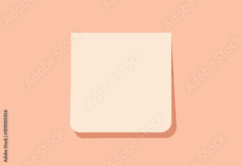 A square memo or note in a light color on a peach background, with a soft drop shadow effect