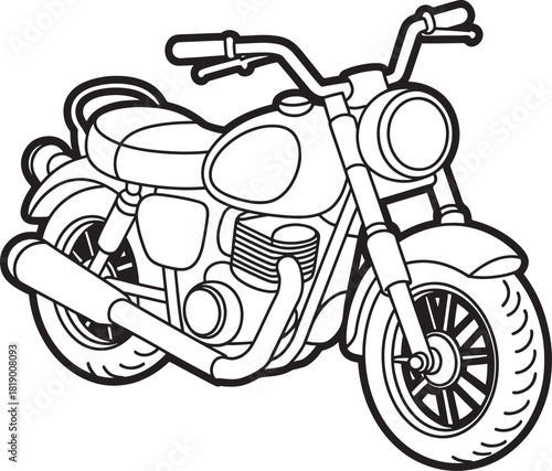 motorcycle black line art drawing for customization
