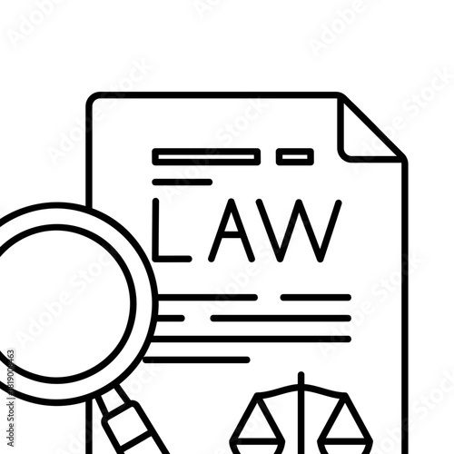 black and white law document with magnifying glass clip art preview