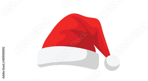 A festive and iconic red Santa Claus hat with a white brim and pompom, symbolizing Christmas and holiday cheer.
