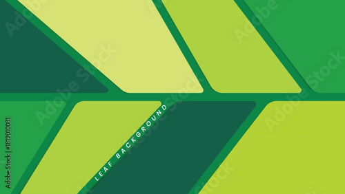 Green geometric leaf background with overlapping eco shapes for sustainable nature themes and modern vector illustration design
