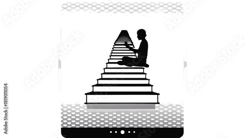 Conceptual illustration of infinite learning representing continuous knowledge acquisition and personal development with abstract elements and vibrant colors