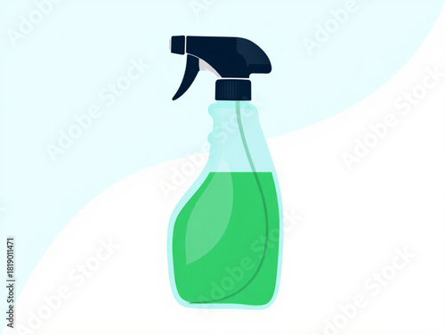 Green cleaning spray bottle with black trigger sprayer