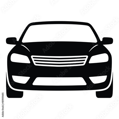 Front view of a sleek black suv car icon