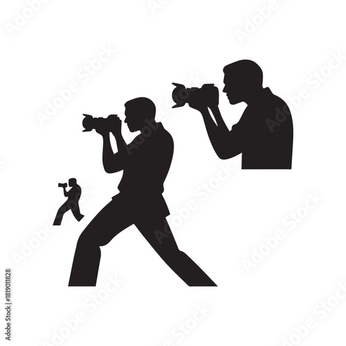  Dynamic Silhouettes of Photographers Capturing Moments with Professional Camera Equipment.