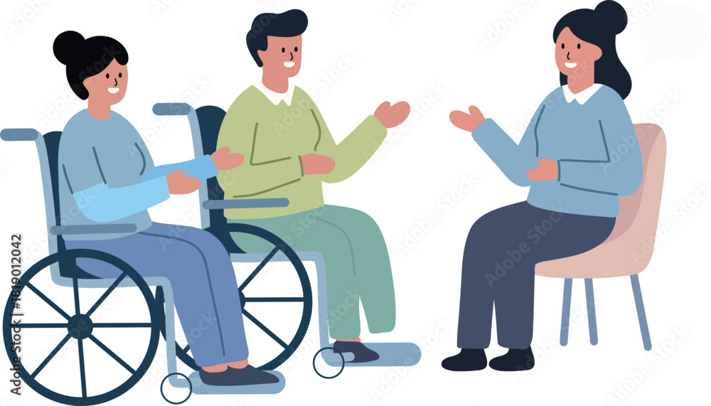 Obraz premium People Talking in Wheelchairs