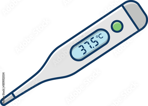 Clinical Digital Thermometer Icon for Fever Check and Body Temperature Monitoring