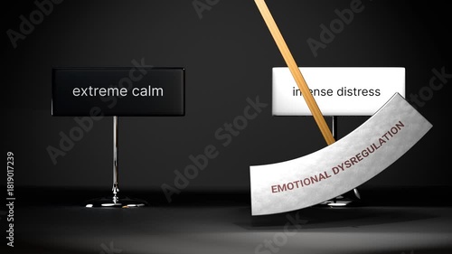 Emotional dysregulation cycles between extreme calm and intense distress. Visualizing a repeated pattern of emotional dysregulation that swings between extremities: extreme calm and intense distress.