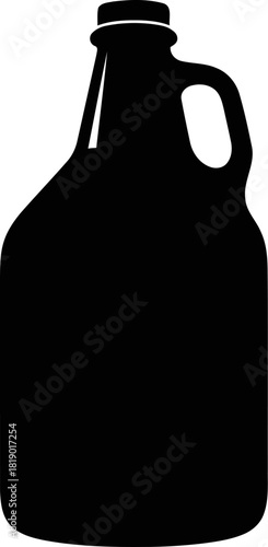Clean black silhouette of a beer growler bottle with a prominent handle perfect for craft brewery branding and beverage related designs