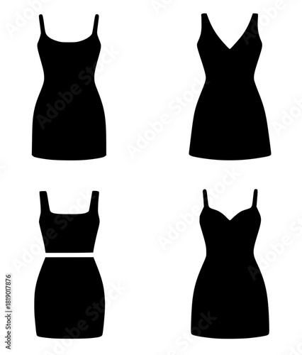 4 Icon illustration minidress, black, transparent background