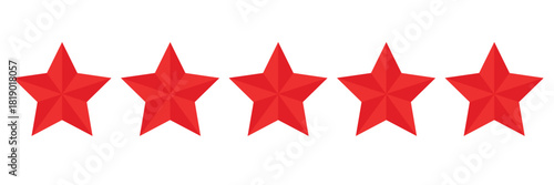 five star customer product review icon. red 5 star rating feedback for website, app, ui design.