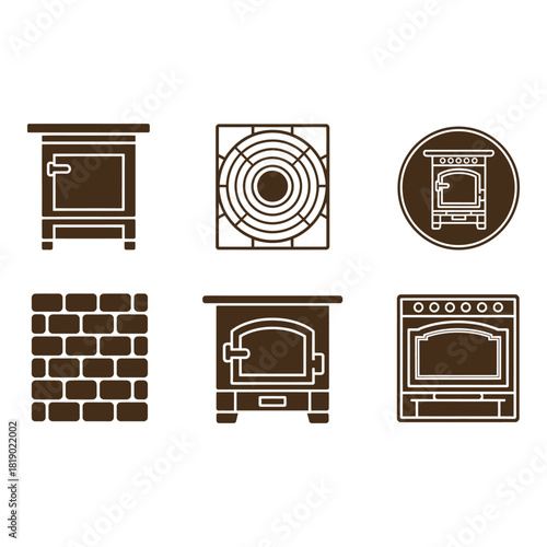Collection of vintage stove and hearth designs