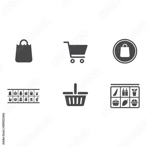 Collection of shopping and grocery icons for retail and e commerce