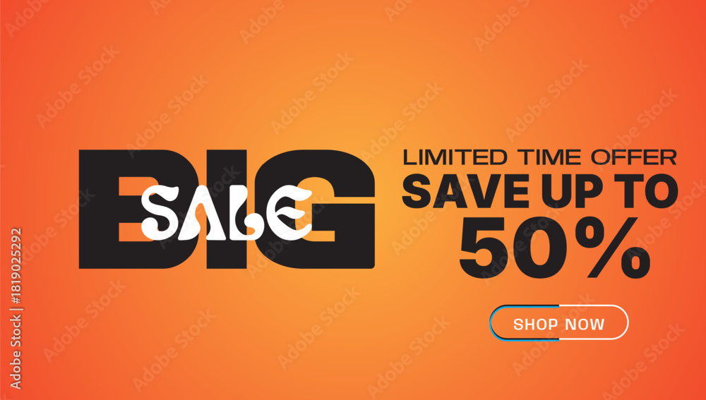 Obraz premium Big Sale Banner Vector with Limited Time Offer and 50% Discount Promotion