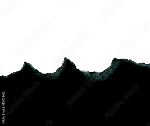 Black Torn Paper Edge Texture on White Background