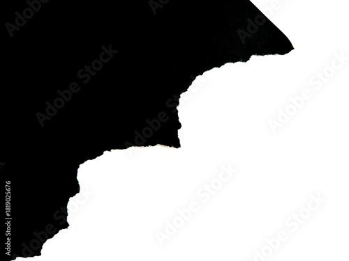 Black Torn Paper Edge Texture on White Background