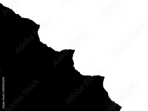 Black Torn Paper Edge Texture on White Background
