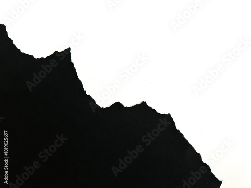 Black Torn Paper Edge Texture on White Background