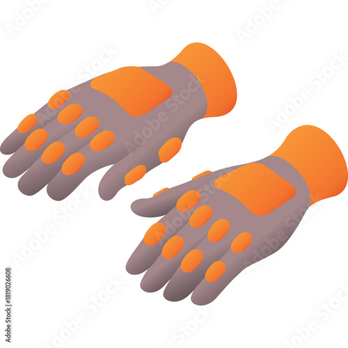 Fotografía Pair of Gray and Orange Gardening Gloves with Gripped Palms and Cuffs on Transpa