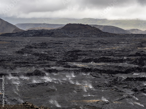 lava fields and volcanism on Reykjanes Peninsula in Iceland