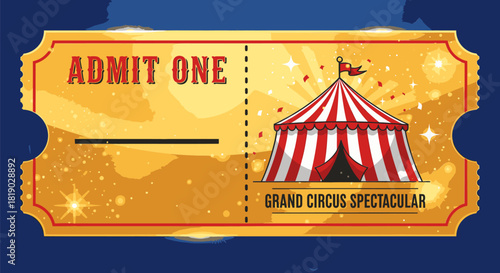 Vintage Circus Ticket Featuring a Grand Circus Tent.