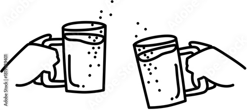 two hands holding two glasses of beer