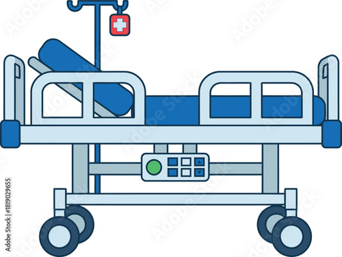 Hospital bed vector illustration for patient care, medical facilities, emergency rooms and healthcare design