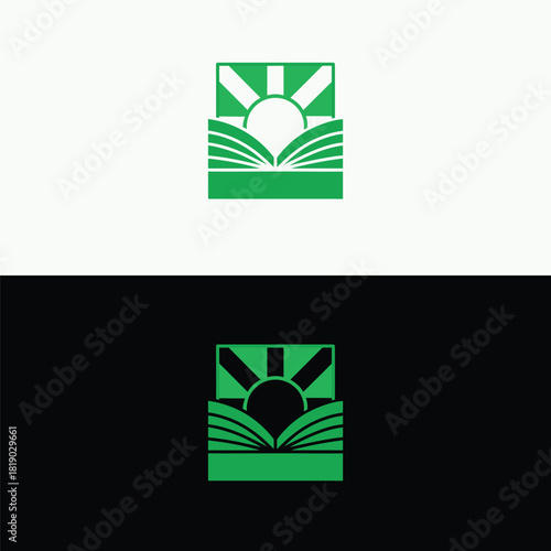 Discover knowledge and enlightenment with this modern logo featuring an open book and radiant sun, symbolizing growth and wisdom, ideal for educational brands
