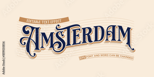 Amsterdam Editable Text Effect, Vintage Script Font Style