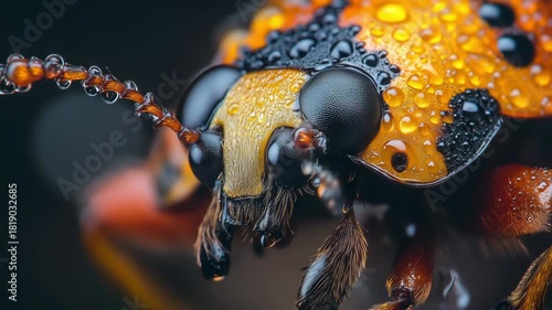 Close-Up of a Ladybug on Natural Surface in High Detail Macro Photography	