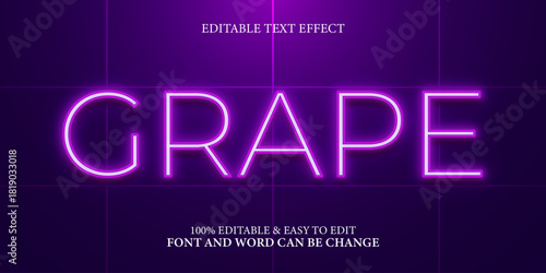 Editable Purple Neon Text Effect with Futuristic Grid Background
