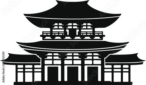 Traditional japanese temple pagoda silhouette vector graphic design element