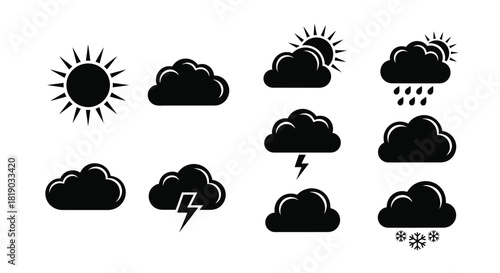Weather forecast icons set isolated on