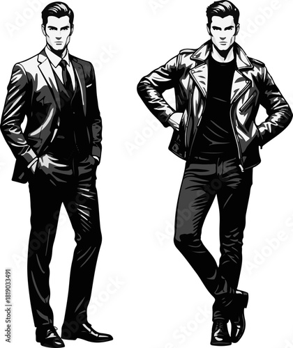 Twin Handsome Men Silhouettes