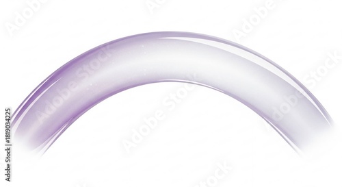 Curved transparent tube with purple gradient isolated on white background