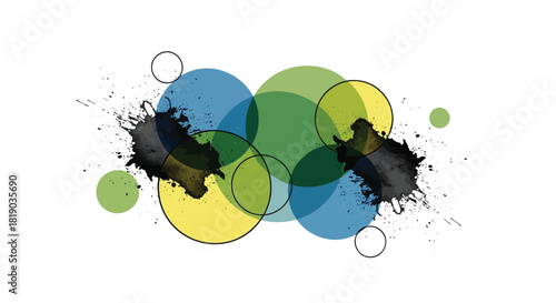 Abstract geometric composition with vibrant color splashes and clean lines suitable for modern design projects and digital art