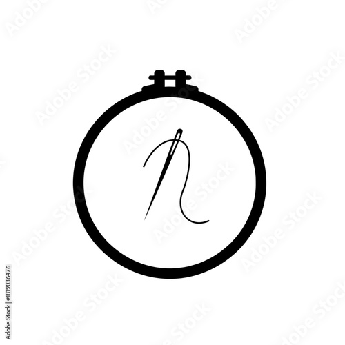 Colorful embroidery hoop with needle and thread design  