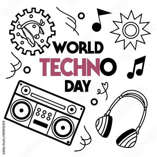 WORLD TECHNO DAY vector illustration 