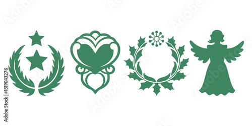 Holiday christmas wreath angel star laurel ornament decoration festive season joy