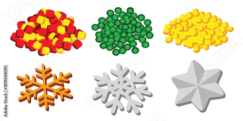Candy sweets holiday winter christmas star snowflake red yellow green silver fun