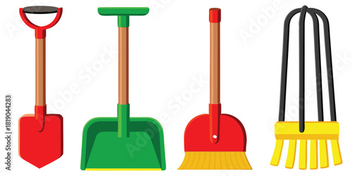 Shovel scoop broom rake gardening tools equipment cleaning yardwork outdoor home lawn