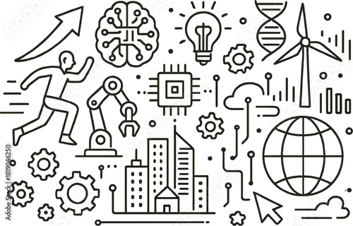 Future Technology & Innovation Line Illustration