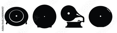 Dj turntable and record collection music audio playback retro equipment montage