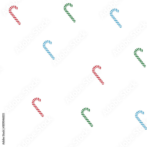 Eye-popping vector graphic of three-color candy canes (red, green, blue) on a transparent canvas, designed for maximum visual impact in digital compositions.