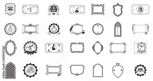 Luxury Vector Frames with Arch and Crown Details for Monograms and Logos