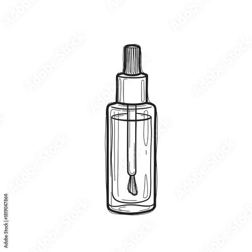 Glass dropper bottle of cuticle oil in minimalist design  