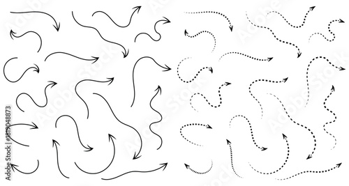 Hand Drawn Arrow Collection Doodle Style Pointing in Different Directions Creative Arrows Set